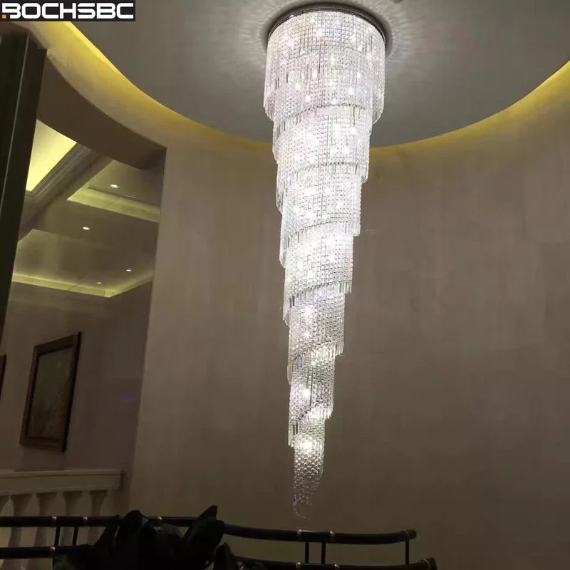

BOCHSBC Modern K9 Crystal Ceiling Light for Dining Room Living Room Stair Hanging Lamp Lighting Fixtures With E14 Bulbs Lampara