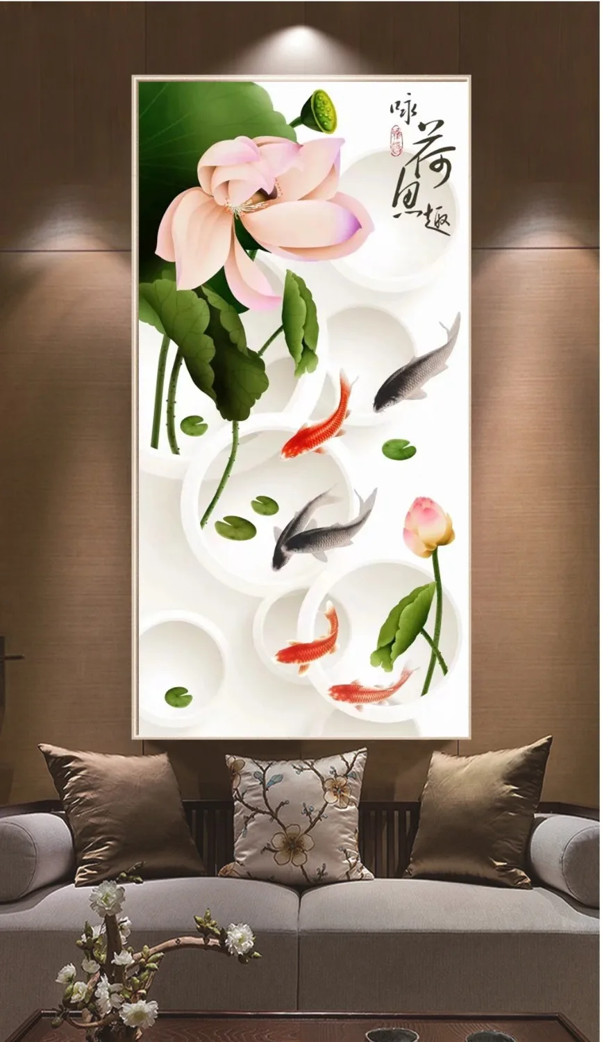 

Custom Any Size 3D Mural Wallpaper Delicate Lotus Flower Group Indoor Porch Background Wall Decoration Mural Wallpaper