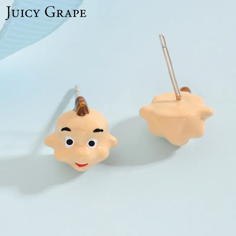 

Juicy Grape Individual Creative 925 Silver Needle Mini-enamel Fairy Tales Boy Ear Nails Cute Cartoon Girl Heart Earrings