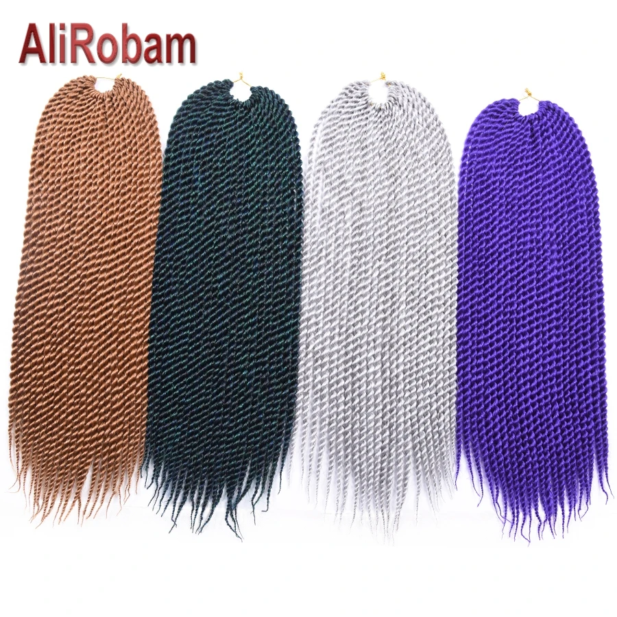 

AliRobam Senegalese Twist Braid Pure/Ombre Brown Grey Color Crochet Braids Synthetic Braiding Hair Extensions 22Roots/pack