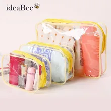 ideaBee Women Fashion Transparent Thicken PVC Waterproof Cosmetic Bag Three-piece Cosmetic Bag Travel Admission Package