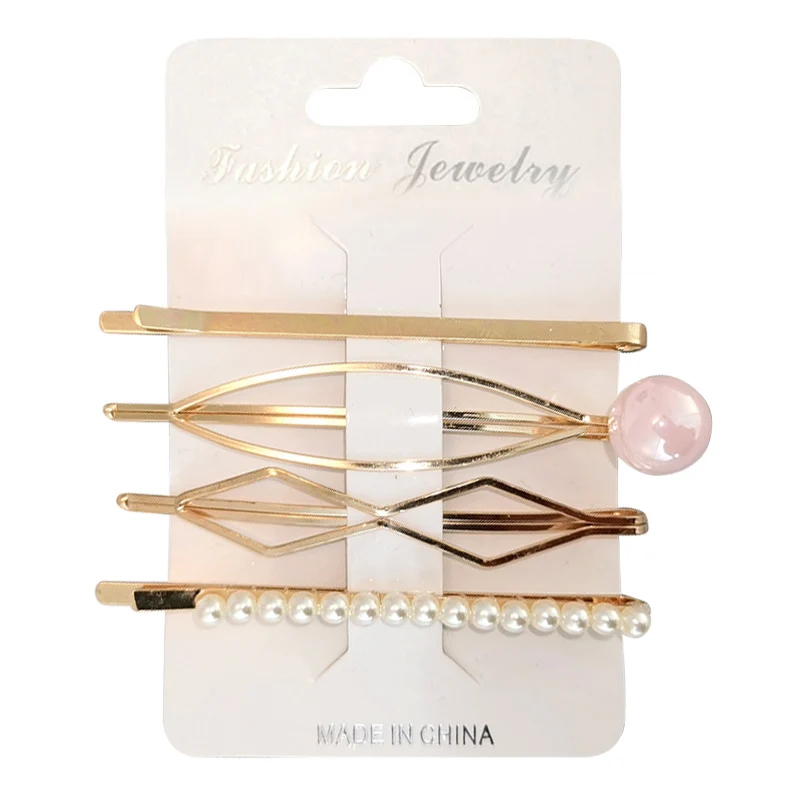 4Pcs/Set Metal Minimalist Pearl Hairclip Barrette Hair Clips Geometric Irregular Hairpin Hairgrip for Women Girls Hair Tools