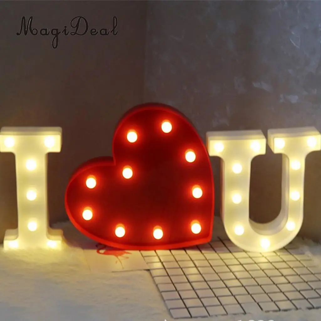 MagiDeal  LED Light Up Alphabet Letter Lights Plastic Letters Standing Hanging Sign Home Office DIY Decor	