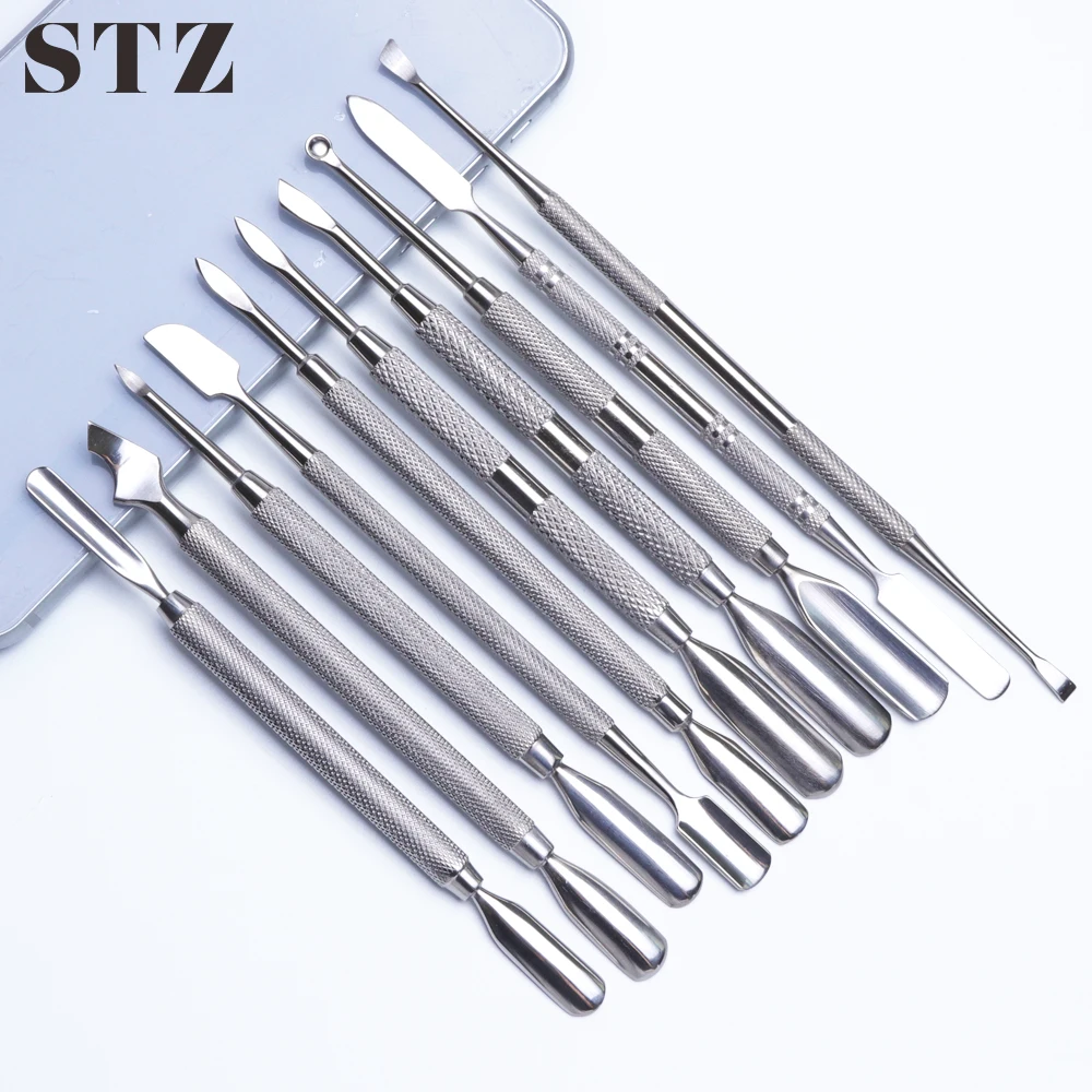 

STZ 1pc Nail Cuticle Remover Pusher Dead Skin Remover Stainless Steel Spoon Pusher For Nails Files Polish Manicure Tool #34-43-1