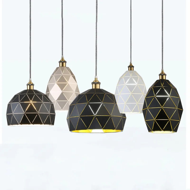 Post Modern Pendant Light Painted Metal Hanging Drop Lights Home Retro Industrial Pendant Lamp Silver Black White E27 E26 Lights (14)