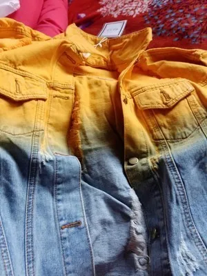 Индивидуальная рваная джинсовая куртка для женщин Harajuku Потертая джинсовая куртка желтый синий хит цвет Свободное пальто мода A9184