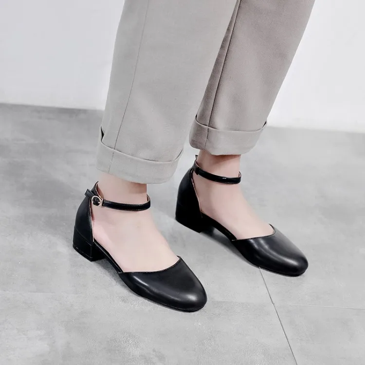 

Big Size 11 12 13high heels sandals women shoes woman summer ladies Rough-heeled square-headed buckled high-heeled sandals