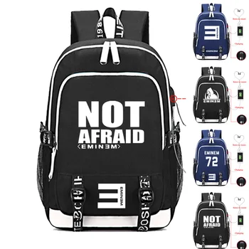 

Digital Eminem Printed Women Men USB Charger Backpack Students Boys Girls Climbing Hiking Travel Rucksack Large Capacity