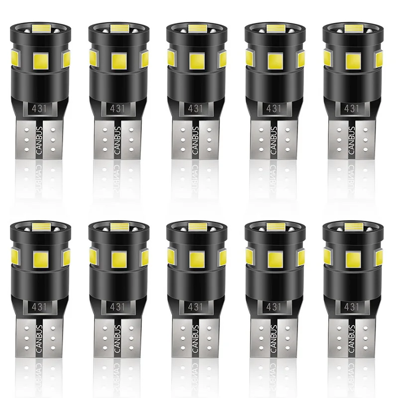 

Safego 10x T10 W5W 194 168 LED Bulb Canbus No Error 12v 6000k Wedge 2835 9SMD 2835 SMD White Light Bulbs For LED Car Signal bulb
