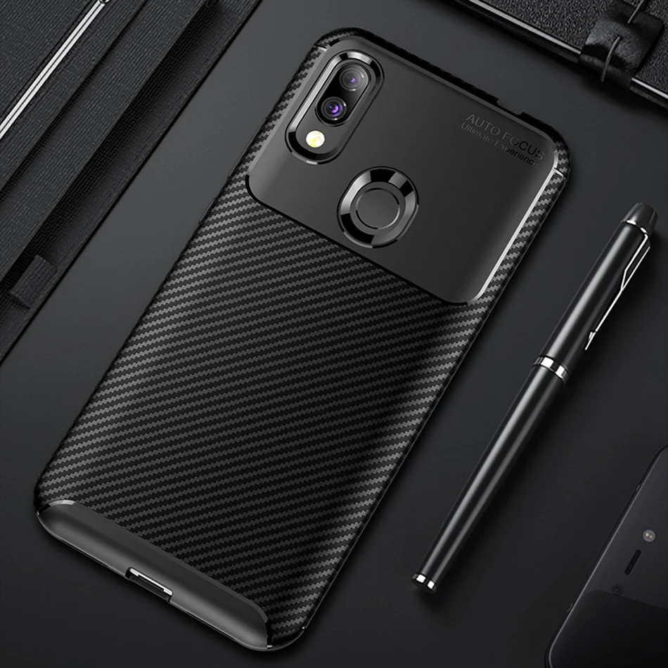 Чехол из углеродного волокна для Xiaomi Redmi 7 роскошный мягкий ТПУ Тонкий