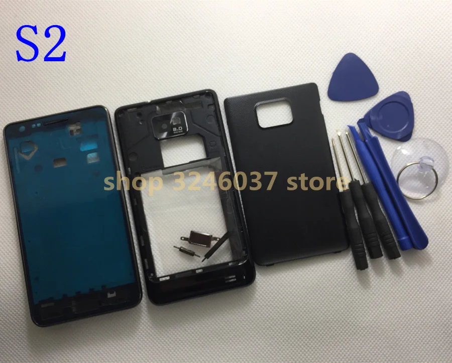

Full Housing cover for samsung Galaxy S2 I9100 Middle Bezel Frame+backplate +battery back case+Tools