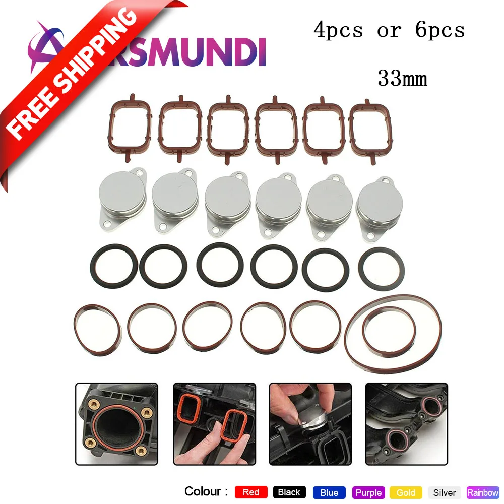 

Free Intake 4/6pcs 33mm Diesel Swirl Flap Blanks Replacement Bungs with Intake Manifold Gasket for BMW 320d 330d 520d 525d 530d