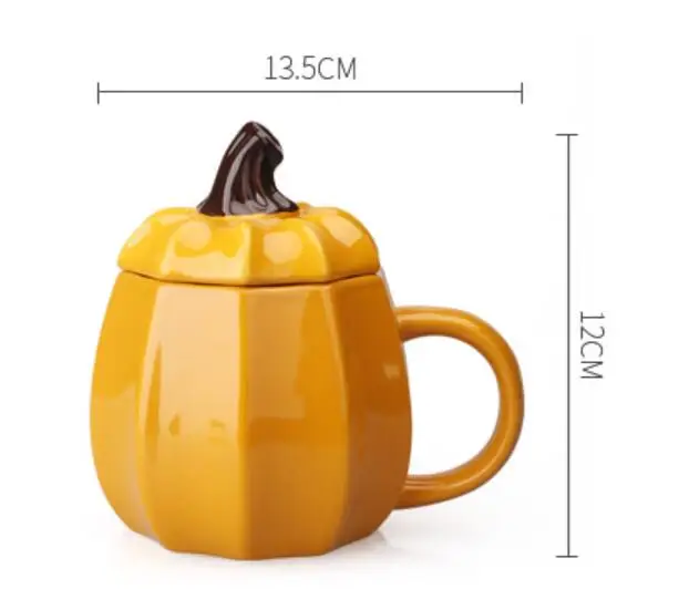 Милый оранжевый мультфильм Тыква керамическая кружка креативная Мода завтрак кофе чашка Хэллоуин украшения - Цвет: A