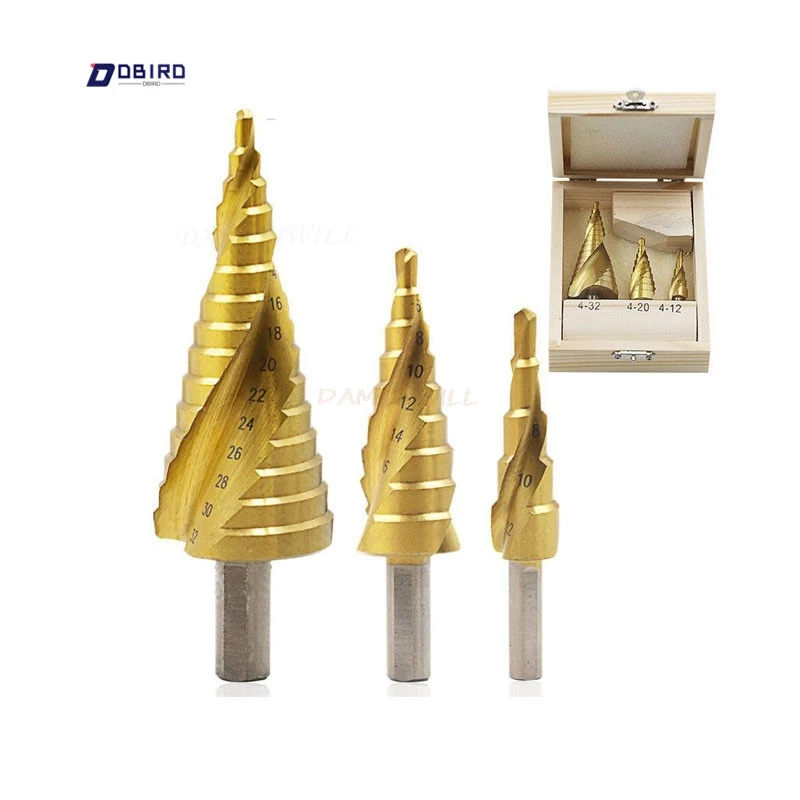 3pcs 4-12/20/32mm HSS Spiral Grooved Center Drill Bit Solid Carbide Mini Drill Accessories Titanium Step Cone Drills AXK