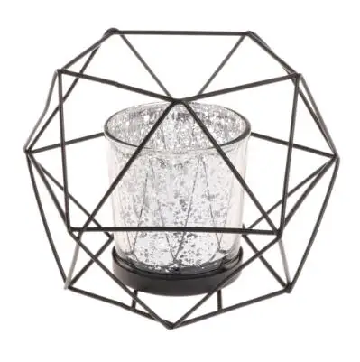 Скандинавском стиле 3D геометрический подсвечник металлический подсвечник свадебный домашний Декор Горячая Распродажа - Цвет: Черный