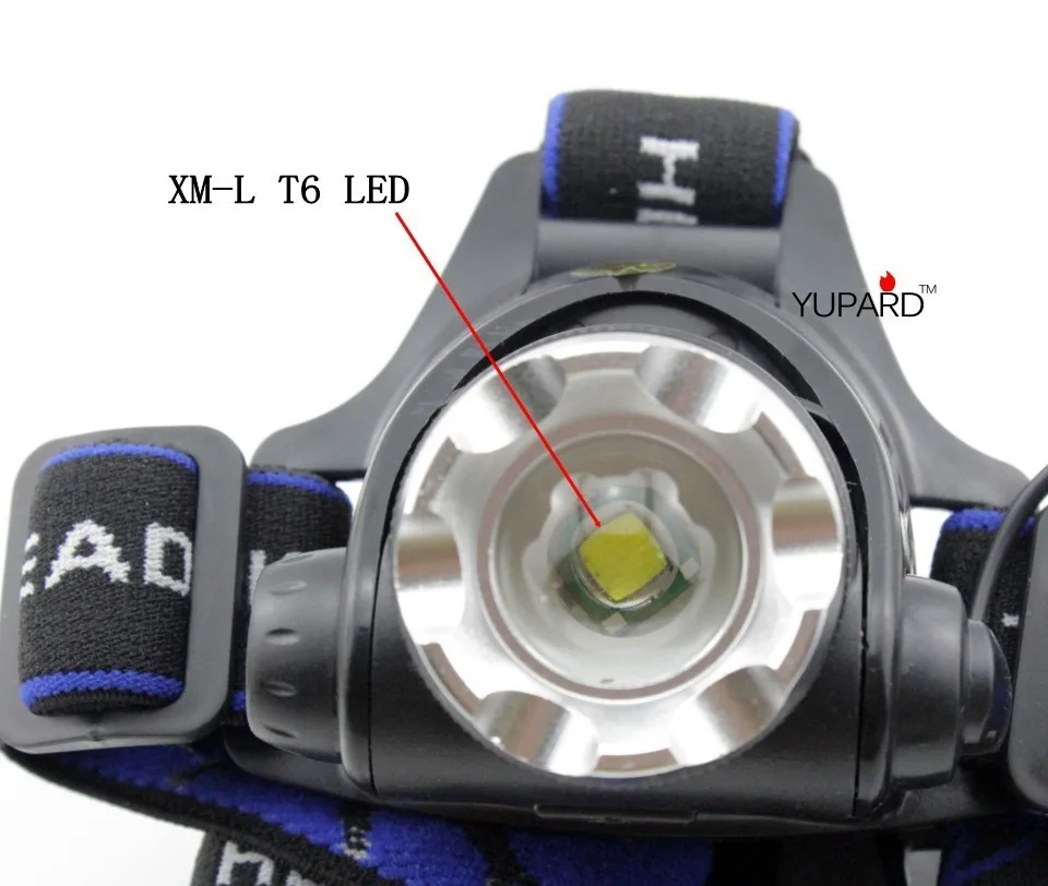 Yupard Водонепроницаемый XML T6 Зум светодиодный налобный фонарь фара Свет Масштабируемые регулировки фокуса Велосипедный Спорт 4 * AA батареи