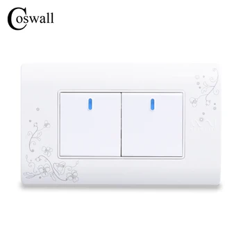 

COSWALL Simple Style 2 Gang 2 Way On / Off Wall Switch Interruptor White Color Light Switch 114*70mm AC 110~250V C30-118-102