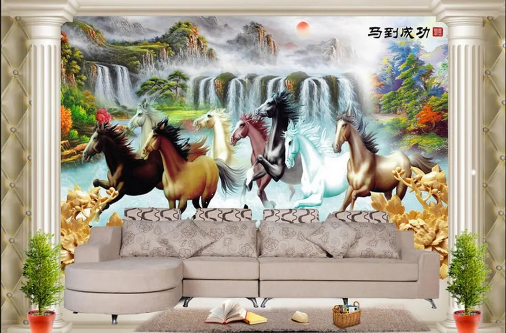

Custom photo 3d room wallpaper Non-woven mural Horse run landscape decoration painting 3d wall murals wallpaper for walls 3 d