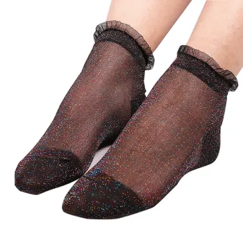 

Fashion Lady Summer Women Lady Sheer Silky Glitter Transparent Short Stockings Ankle Tights Classic Nightclubs De Mujer Hot Sale