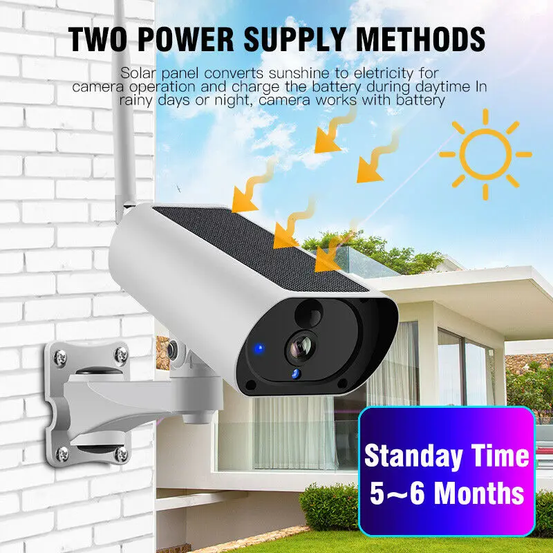  Senza Fili Wifi Solare Ip Della Macchina Fotografica 1080P Hd Monitor di Sicurezza Audio Impermeabi