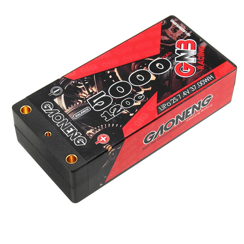 

Gaoneng GNB 5000mAh 2S 7.4V 120C/240C Hardcase SHORTY LiPo Battery 4.0mm Deans Plug for 1/10 RC Racing Car B5M 22 RB6 22T SCT