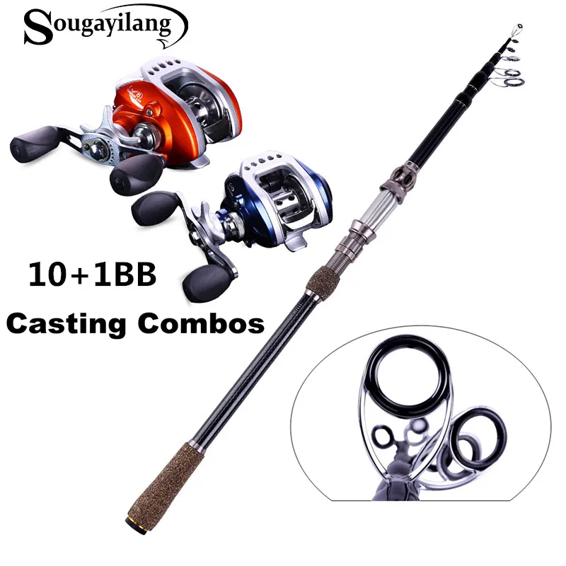 

Sougayilang Ultra Light Baitcasting Combos 1.8-2.7M Fishing Rod Pole with Left/Right Hand Baitcasting Fishing Reel Set De Pesca