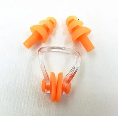 1 пара силиконовые Водонепроницаемый беруши для плавания уха Вилки ухо протектор Шум снижение защитные наушники+ зажим для носа - Цвет: Orange