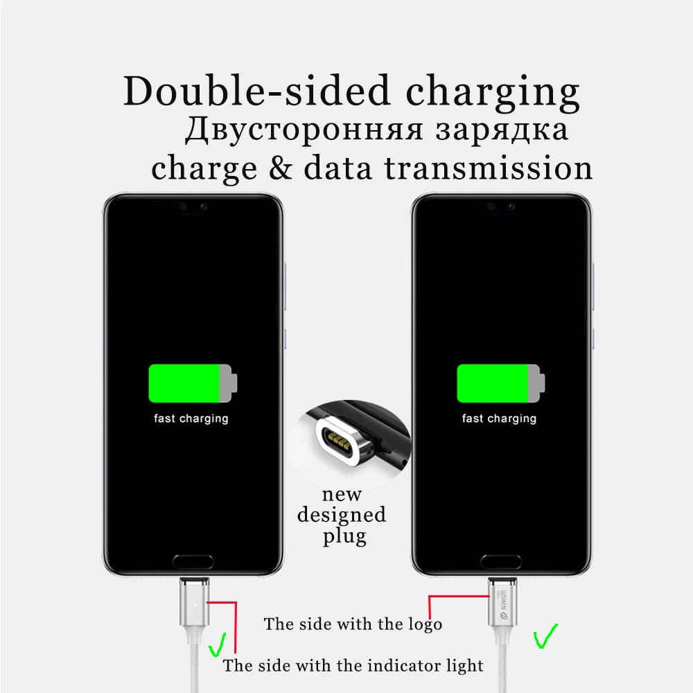 Магнитный зарядный кабель WSKEN X2 для iPhone Micro USB Type C 3A магнитный Samsung C|Кабели