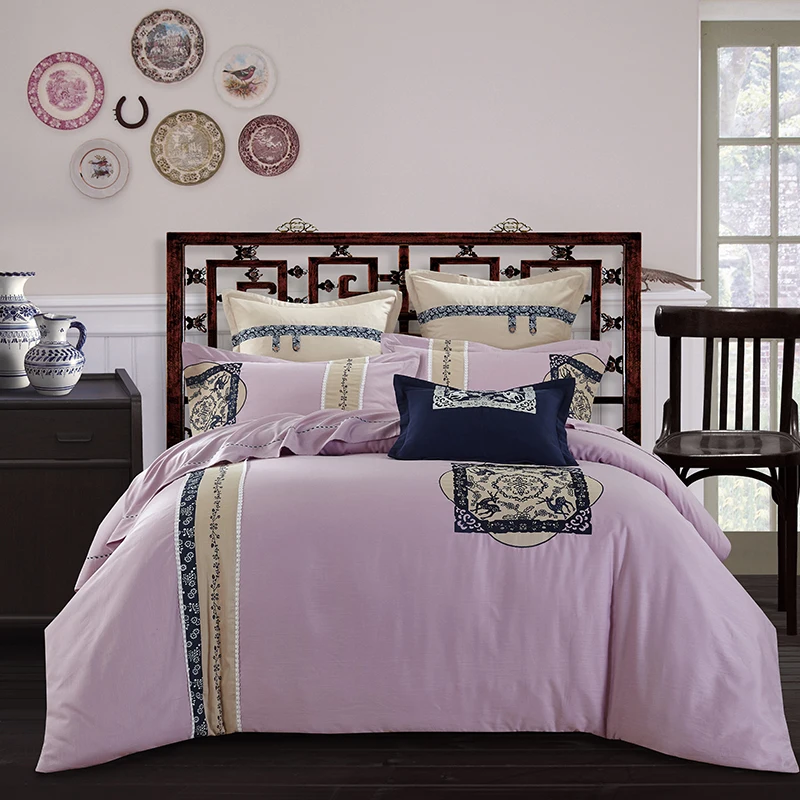 Waliicorners New Cotton linens beige Embroidery Luxury Bedding set King Queen size Bed set Duvet cover Bedsheet Pillowcases 14 HTB1nkqGbRoHL1JjSZFwq6z6vpXam