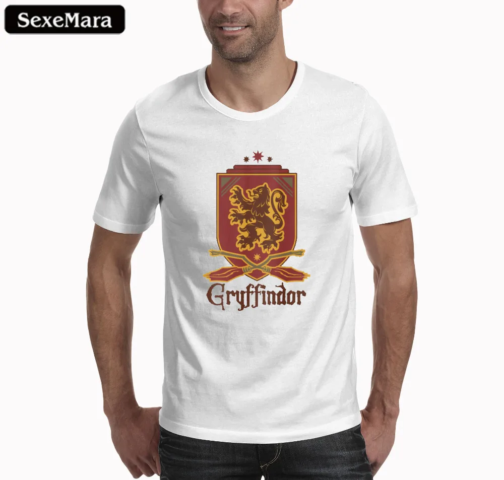 

Magic School T-Shirt Four college Crest Design gryffindor ravenclaw hufflepuff slytherin T shirt Fashion Tshirt for Men Tee tops