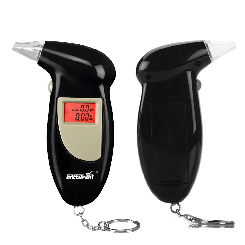 Probador de alcohol digital con luz de fondo Probador de aliento con alcohol digital Analizador de alcoholemia Detector LCD Luz de fondo color: negro
