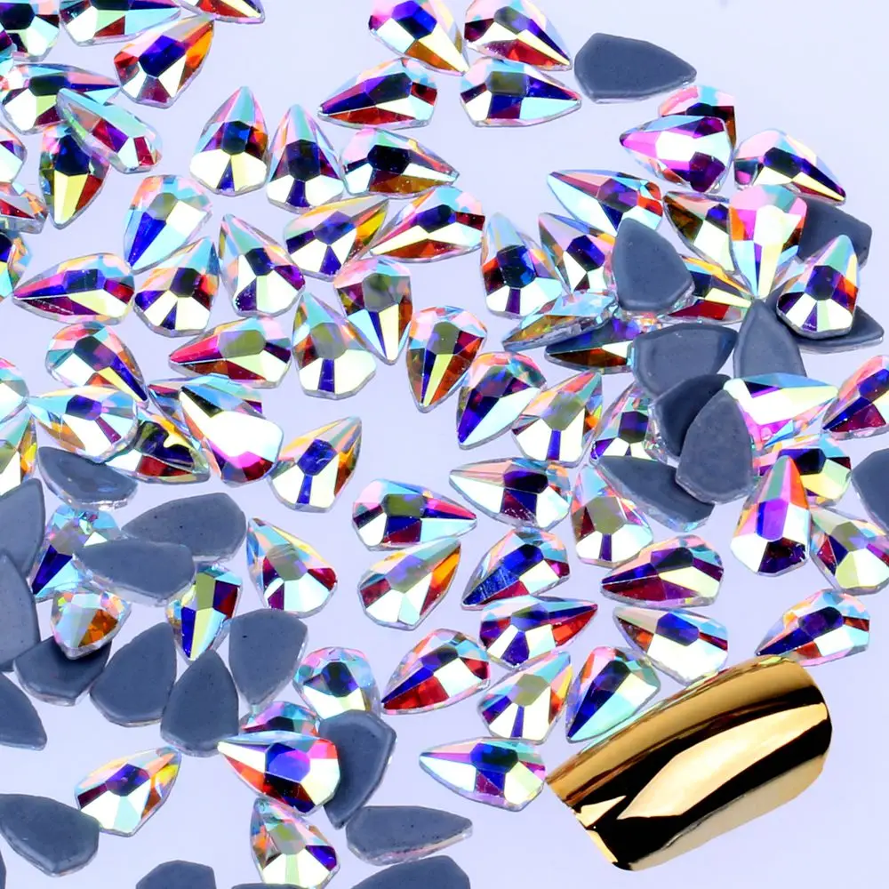 

Hotfix Flatback Glass Rhinestones 10pcs in 24 Different Shapes and Sizes Crystal AB For Nail DIY Jewelry Garments Decorations