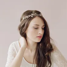 Нежные цветы свадебные повязки на голову цепочка для свадьбы жемчуг кристалл волосы невесты пояс золотые свадебные аксессуары SQ0190