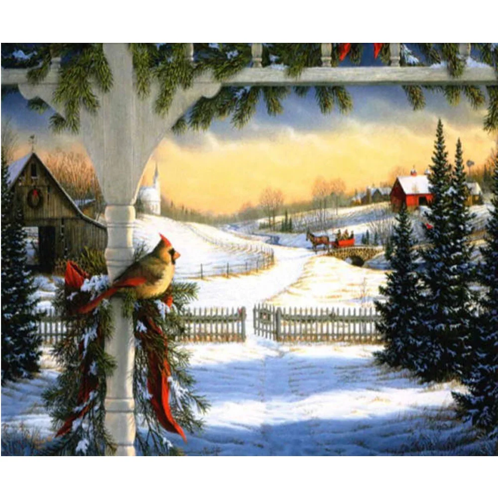 

DIY Diamond Painting New 5D Cross Stitch Pattern Resin 5D Diamond Embroidery Mosaic Full Drill Decor Snow landscape owl H1566