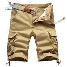 Летние новые мужские шорты Карго однотонные свободные шорты мужские s свободного покроя с большим количеством карманов Шорты мужские плюс размер 44(без пояса