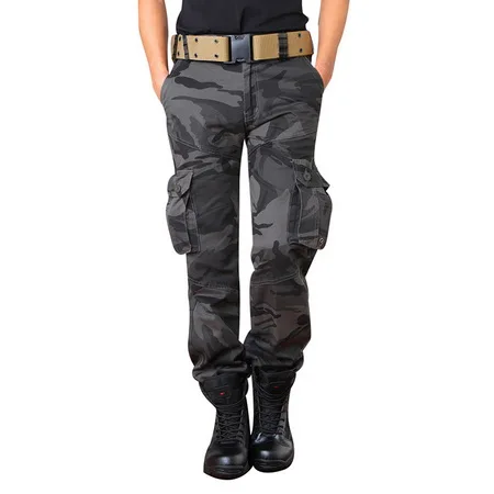 LILL | военные тактические брюки из чистого хлопка, весна, мужские брюки в армейском стиле, мужские свободные камуфляжные брюки карго с карманами, UMA456 - Цвет: black camouflage