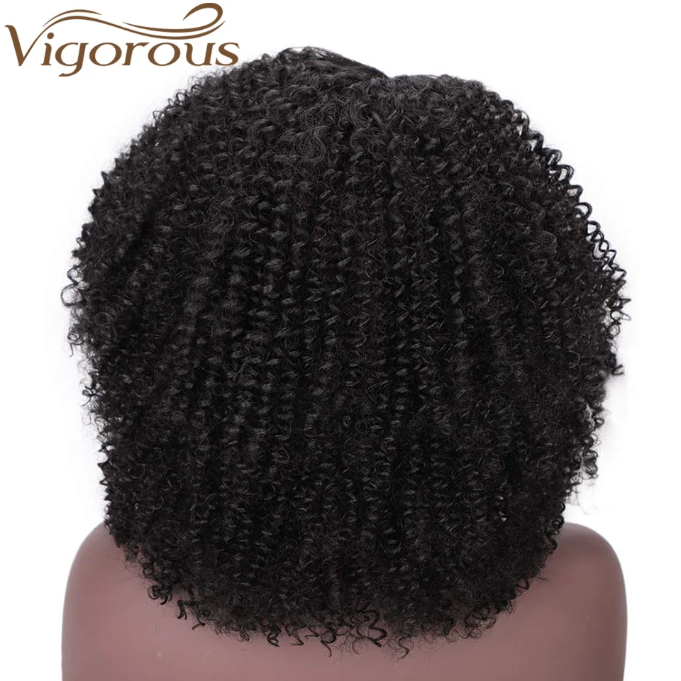 Энергичный афро кудрявый парик синтетический парик фронта шнурка натуральные волосы длинные черные парики для черных женщин