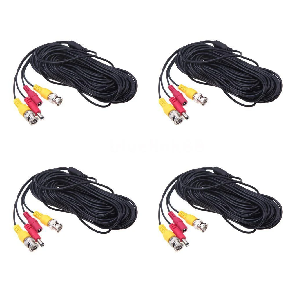 

5 Packs 4pcs/kit 10M 32ft CCTV Camera DVR Video DC Power Security BNC Cable Wire Black