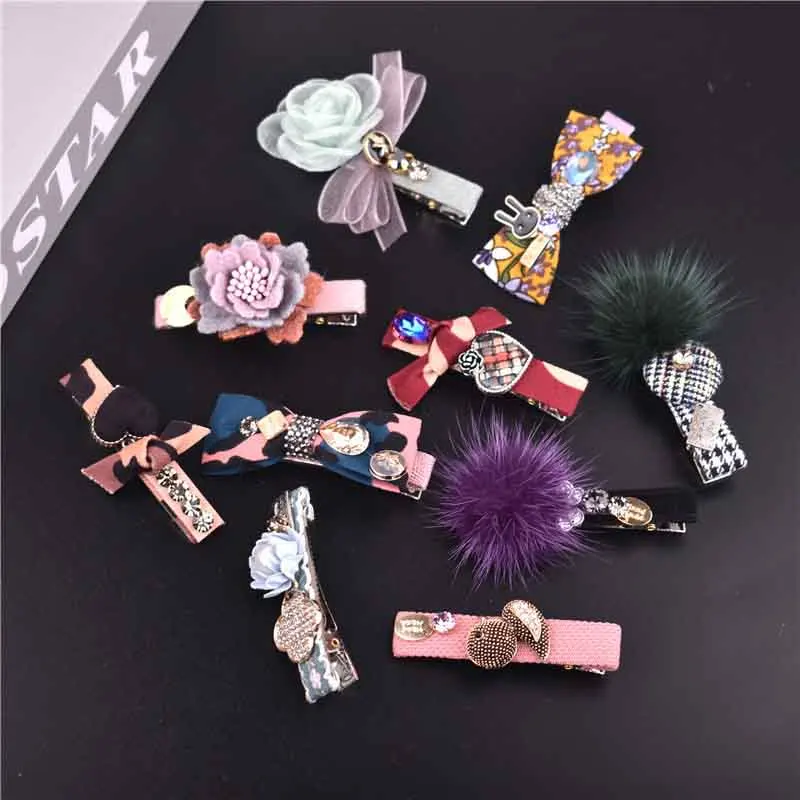 

Korean version of the steel clip high-end hair accessories New fabric boutique hairpin jewelry side folder duck clip bangs clip