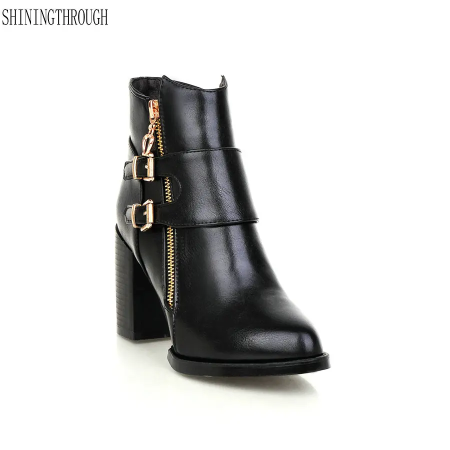 

2018 New women boots motorcycle boots woman high heels ankle boots ladies boots leess platform women shoes