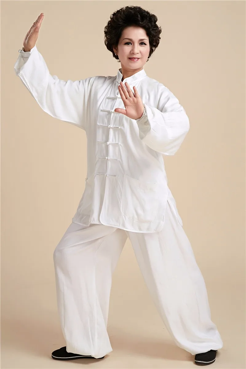 Стиль белый китайский женский костюм кунг-фу высокого качества хлопок Тай Чи XXS XS S M L XL XXL XXXL 2527-2