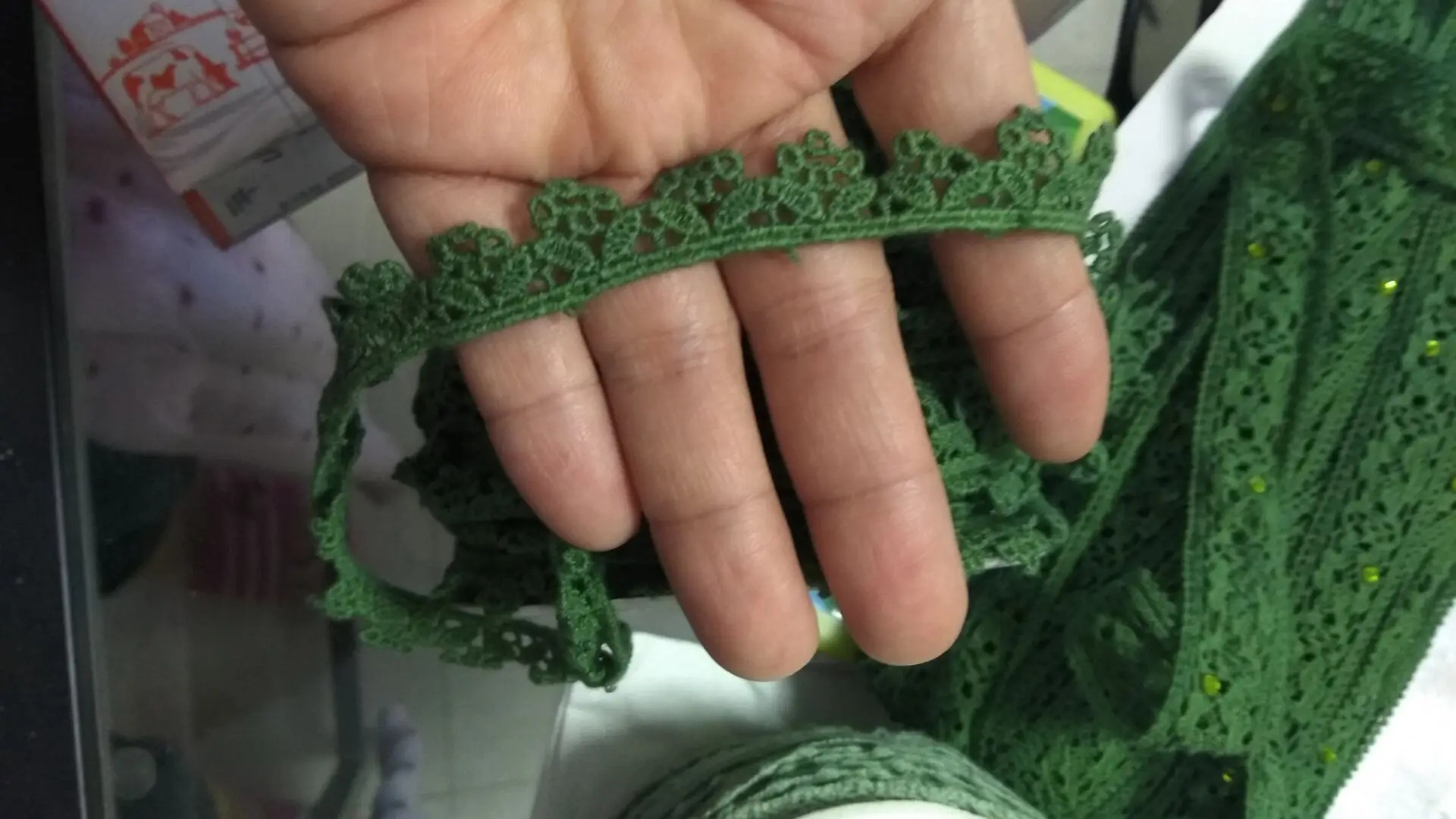 

Green lace DIY handmade accessories