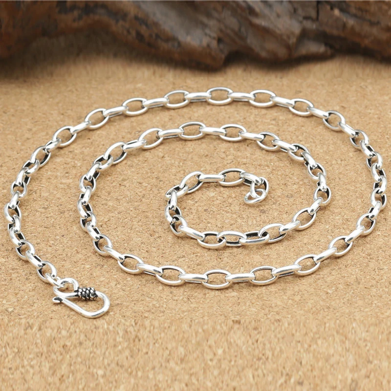 4 мм/5 мм/6 мм 925 серебряное звено цепи ожерелье s S925 серебро 45 см до 70 см Оригинальное тайское серебро женское ожерелье для мужчин ювелирное изделие