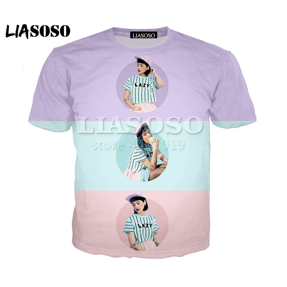 LIASOSO, новинка, 3D цветная печать, певица, Мелани Мартинес, для женщин и мужчин, футболка Casusl, модная, летняя, o-образный вырез, короткий рукав, SE1096 - Цвет: 9