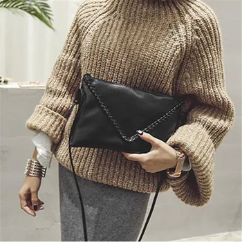 

Japan Korean Style Mini Knitting Women Messenger Bag Clutch Bag Leather Shoulder Crossbody Bag Mobile Phone Envelopes Packets