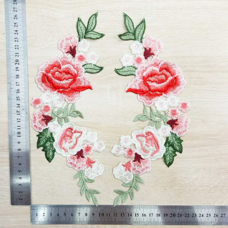 Водорастворимый цветной цветок симметричная вышивка аппликация мягкий цветок патч для шитья одежды декоративные тканевые наклейки