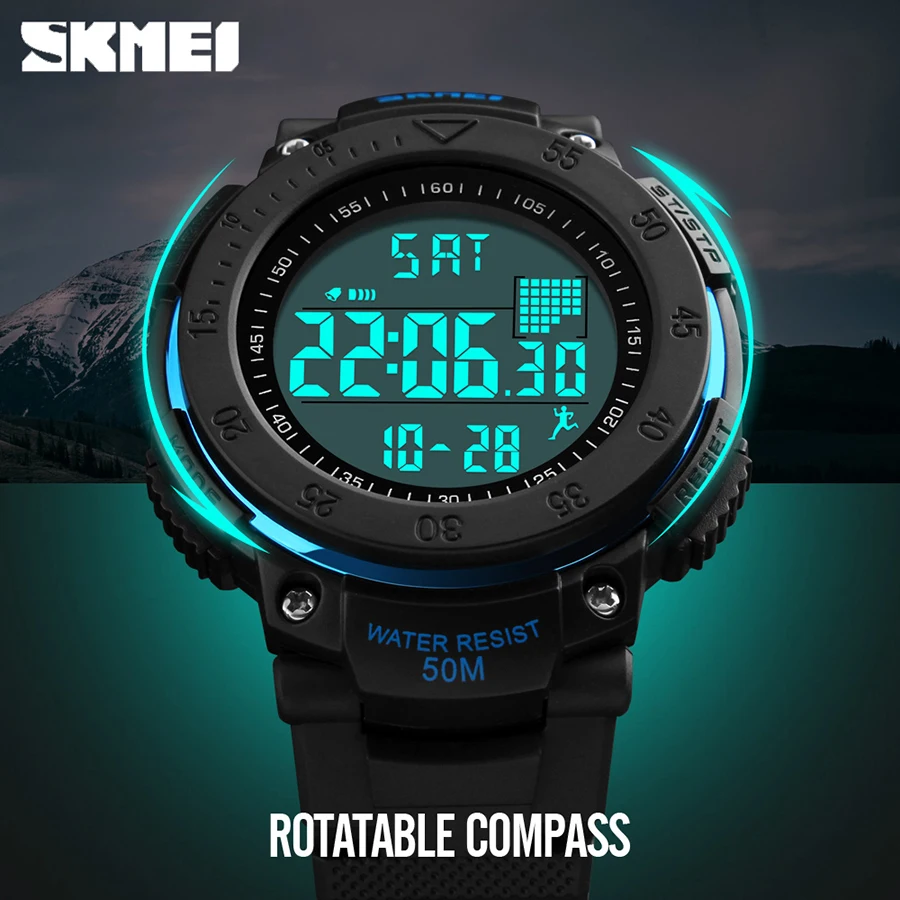 SKMEI Men Pedometer 3D Multifunctional Sports Watches Relojes Waterproof Relogio Masculino LED Digital Wristwatches Relojes 1238