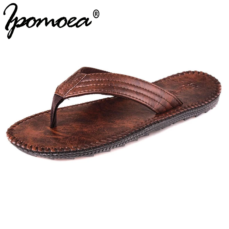 

2018 Summer New Arrival Summer Cool Men Flip Flops British Style Boardered Beach Sandals Non-slide Male Slippers Zapatos Hombre