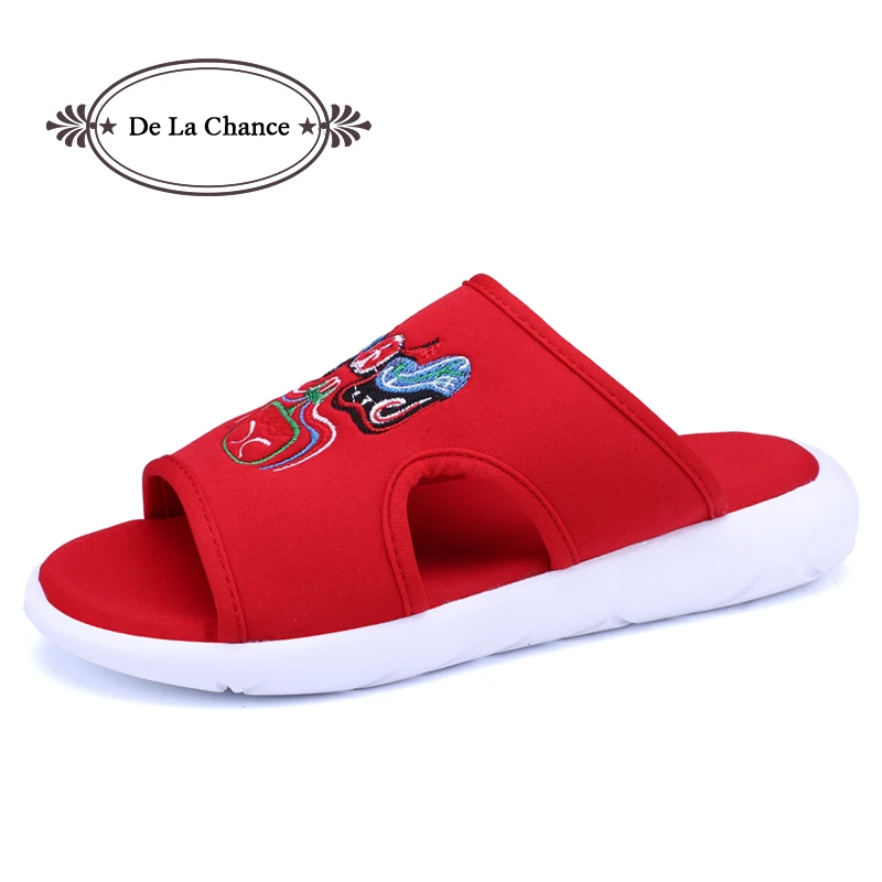 

DE LA CHANCE Summer Men's Beach Breathable Slippers Cartoon Print Mule Clogs Shoes For Men Male Open Toe Casual Sandals 39-44