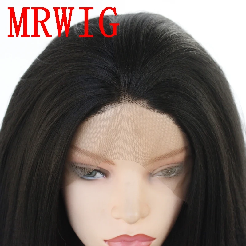 MRWIG 26in 180% Плотность странный прямо синтетические волосы на кружеве парик бесплатная часть черный/коричневый/блондинка